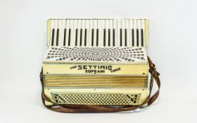 Vintage Soprani Settimio Three 120 Piano Accordion Finished in cream pearlescent bakelite,