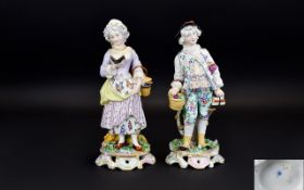 Aelteste Volkstedter Pair of Fine Quality Hand Painted Porcelain Figurines. Date 1877 - 1894.