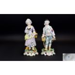 Aelteste Volkstedter Pair of Fine Quality Hand Painted Porcelain Figurines. Date 1877 - 1894.