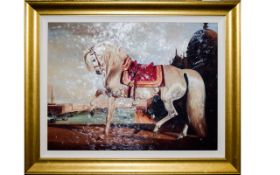 Contemporary Acrylic On Canvas 'Horse In A Venetian Landscape' By B. DE.