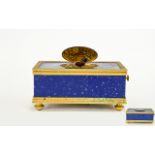 Reuge Music Box Gilt Brass Lapis Lazuli Singing Bird Automaton Reuge Music,