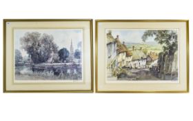 A Pair Of Framed Signed Prints By E Sturgson Housed in contemporary thin gilt frames with inner