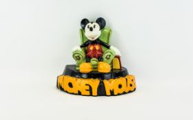 Walt Disney Large Mickey Mouse Figure Collectable - Shows Mickey Sat In a Green Chair with His Hand
