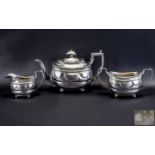 George III Three Piece Silver Tea Service Makers Mark For Duncan Urquhart and Naphtali Hart London