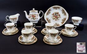 Colclough Bone China Tea Set Twenty Four piece set to include cake stand, cups, saucers, teapot,