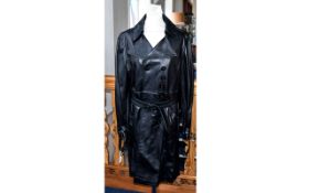 Jaime Mascaro Full Length Black Leather Coat. Size Medium.