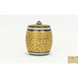 Royal Doulton - Gilt Circle Lidded Tobacco Jar, Decorated with Continuous Whorls,