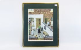 Tom Dodson Limited Edition Signed Print 'Backyard' Framed and mounted under glass.