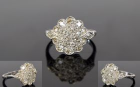 Platinum Set Diamond Cluster Dress Ring, Set with Superior Quality Diamonds.