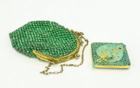 A Vintage Crystal Stone Set Chain Mail 1930's Evening Bag A delicate Absinthe green crystal top