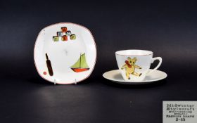 A Vintage Midwinter Stylecraft Three Piece Baby Set Comprising cup,