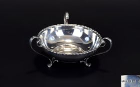 Edwardian - Nice Quality Arts & Crafts Small 3 Scroll Handled Silver Footed Bowl,