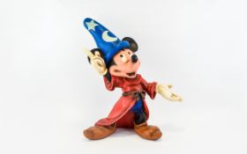 Walt Disney Large - Hand Painted Sorcerer / Wizard Mickey Mouse Poly resin Figure. Design S.