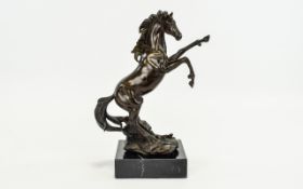 A Contemporary Good Quality Bronze Figure of a Stallion In a Rearing Position.