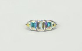 Mercury Mystic Topaz Five Stone Band Ring, a central, octagon cut 1.75ct topaz flanked by two