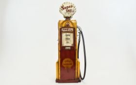 A Reproduction Model Tin Plate Shell Gasoline Petrol Pump American style pump in 1930's style with