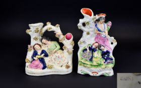 Staffordshire Early Figure Group ' Babes In The Wood ' c.1845. In Good Unrestored Condition. 6.