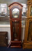 Modern Longcase Clock, Mahogany Finish