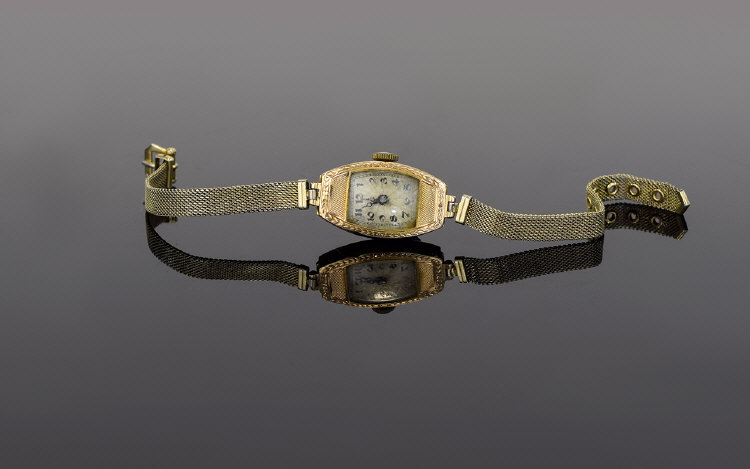 Ladies two Tone 1920's 9ct Gold Watch At - Image 2 of 2