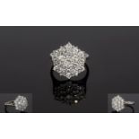 18ct White Gold Fine Diamond Cluster Rin