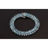 Swiss Blue Topaz Leaf Shape Line Bracele