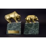 Wall Street Bull And Bear Brass Figures