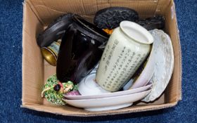 A Mixed Box Of Ceramics And Collectibles