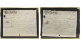 A Pair Of Framed Handwritten Legal Inden
