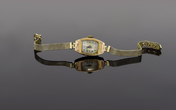 Ladies two Tone 1920's 9ct Gold Watch At