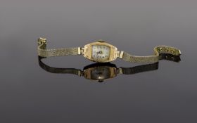 Ladies two Tone 1920's 9ct Gold Watch At