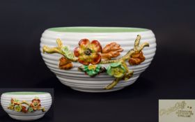 Clarice Cliff Hand Painted Ribbed Bowl I