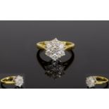 18ct Gold Diamond Cluster Ring with a Fl