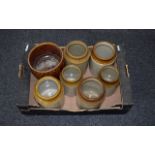 Collection Of Six Stoneware Storage Jars
