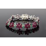 Ruby and Emerald Flower Line Bracelet, e