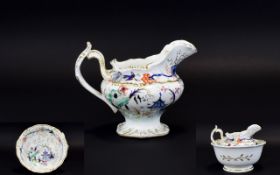 Semi Porcelain Chinoiserie Small Jug & B