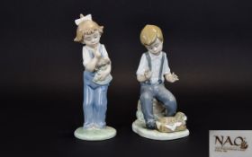 A Pair Of Nao By Lladro Figures Two in t