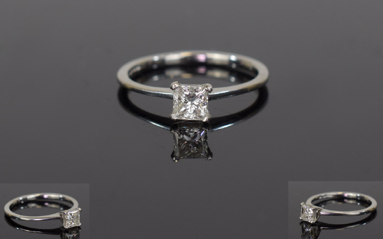Platinum Diamond Solitaire Ring, Set Wit - Image 2 of 2