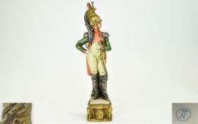Capodimonte Fine Quality Porcelain Soldier Figure by Bruno Merli, French Officer Napoleonic Period.