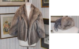 A Vintage Silver Mink Evening Jacket And Matching Hat Ladies short bolero style jacket in plush