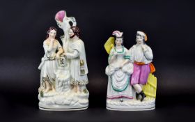 Staffordshire Mid 19th Century Figural Spill Vase of Rachael and Jacob at The Well. c.1850's 12.