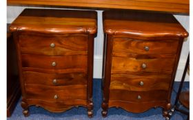 Two Small Mahogany Matching Chest of 4 Drawers, Serpentine Fronted.