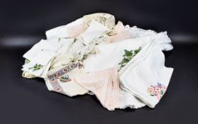 Quantity of Assorted Cotton Linen including table cloths, doilies, serviettes,