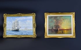 Maritime Interest Two Framed Oil On Canvas Seascapes The first signed 'J.C.