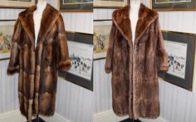 Full Length Vintage Mink Coat Ladies brown mink coat with shawl collar, concealed side seam pockets,