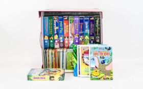 A Collection of Assorted Children's Books and Videos Books including 'Sleeping Beauty',