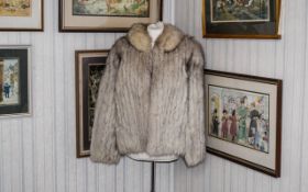 A Vintage 1980's Silver Fox Fur Jacket UK size 12,