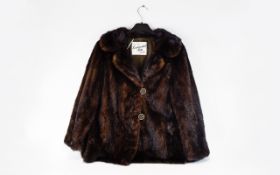 Vintage Mink Evening Jacket A Ladies jacket in dark chocolate brown mink with revere collar,