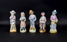 Conta and Boehme 19th Century Good Collection of Hand Painted Ceramic Children Figurines ( 5 ) Five