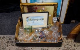 Miscellaneous Lot includes Still Life Oil on Board signed watercolour and assorted glass.