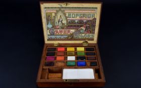 Boxed Antique WaterColour Field Set Housed in wooden hinged box by 'W.